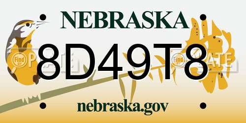 8D49T8 Nebraska License Plate