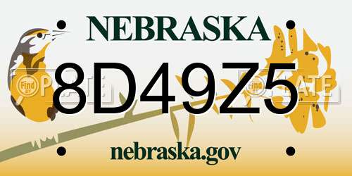 8D49Z5 Nebraska License Plate