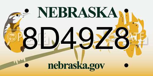 8D49Z8 Nebraska License Plate