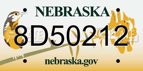 8D50212 Nebraska License Plate