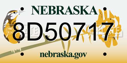 8D50717 Nebraska License Plate