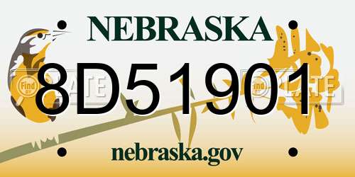 8D51901 Nebraska License Plate