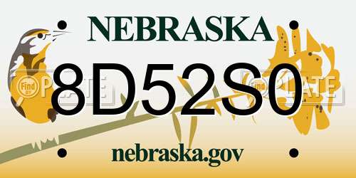 8D52S0 Nebraska License Plate