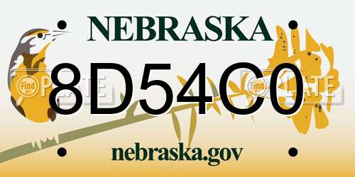 8D54C0 Nebraska License Plate