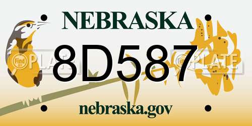 8D587 Nebraska License Plate