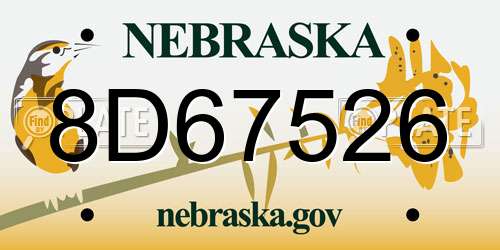 8D67526 Nebraska License Plate