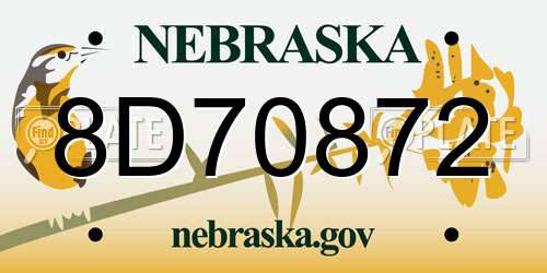 8D70872 Nebraska License Plate