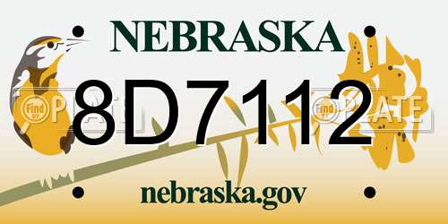 8D7112 Nebraska License Plate