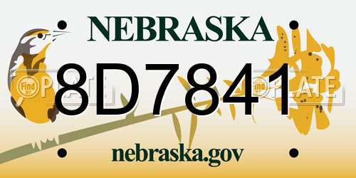 8D7841 Nebraska License Plate
