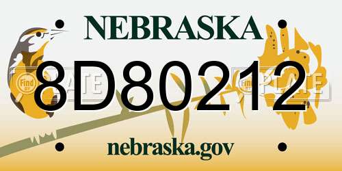 8D80212 Nebraska License Plate