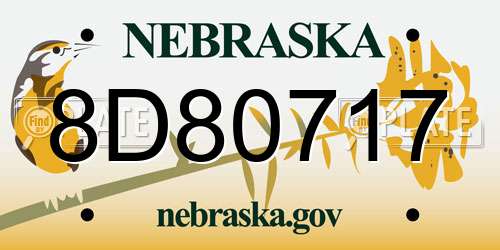 8D80717 Nebraska License Plate