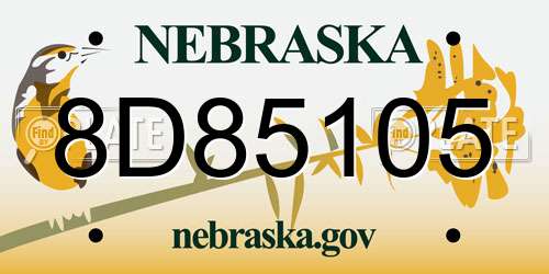 8D85105 Nebraska License Plate