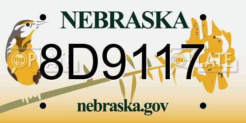 8D9117 Nebraska License Plate