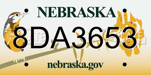 8DA3653 Nebraska License Plate
