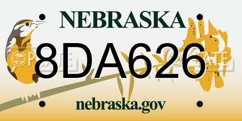 8DA626 Nebraska License Plate