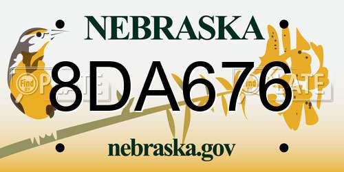 8DA676 Nebraska License Plate