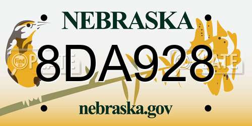 8DA928 Nebraska License Plate