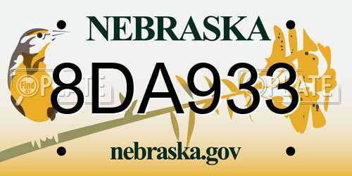 8DA933 Nebraska License Plate