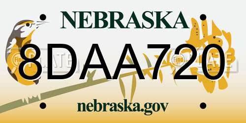 8DAA720 Nebraska License Plate