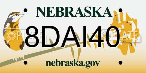 8DAI40 Nebraska License Plate