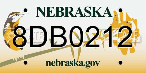 8DB0212 Nebraska License Plate