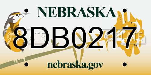 8DB0217 Nebraska License Plate
