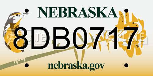 8DB0717 Nebraska License Plate