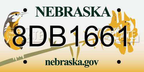 8DB1661 Nebraska License Plate