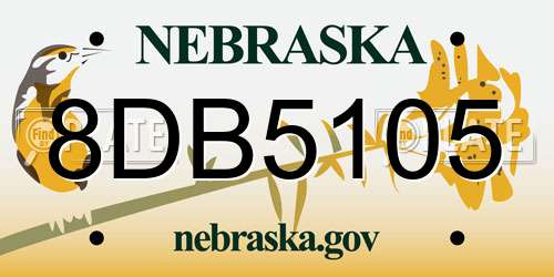 8DB5105 Nebraska License Plate