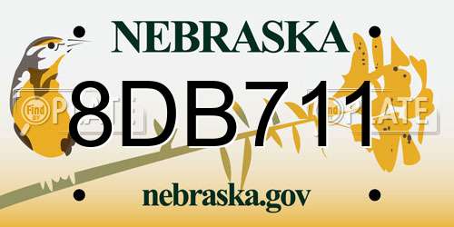 8DB711 Nebraska License Plate