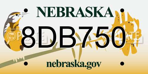8DB750 Nebraska License Plate