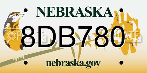 8DB780 Nebraska License Plate