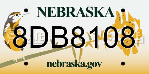 8DB8108 Nebraska License Plate