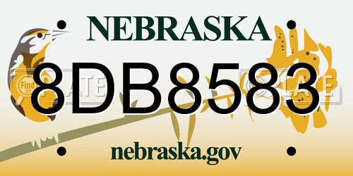 8DB8583 Nebraska License Plate
