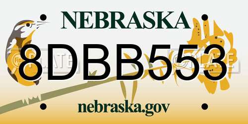 8DBB553 Nebraska License Plate