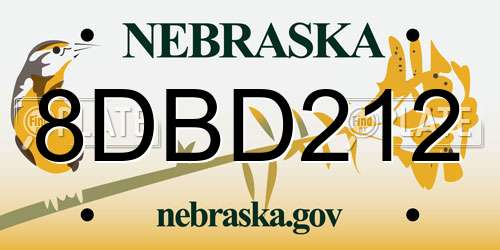 8DBD212 Nebraska License Plate