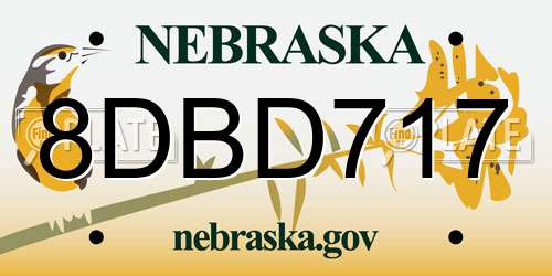 8DBD717 Nebraska License Plate