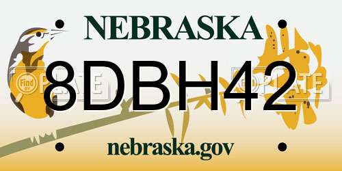 8DBH42 Nebraska License Plate