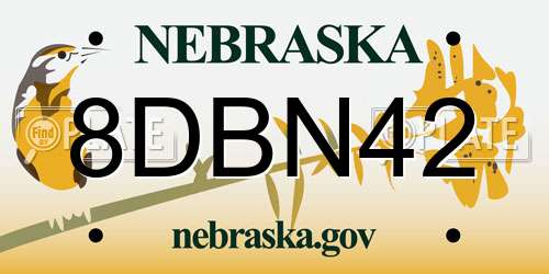 8DBN42 Nebraska License Plate