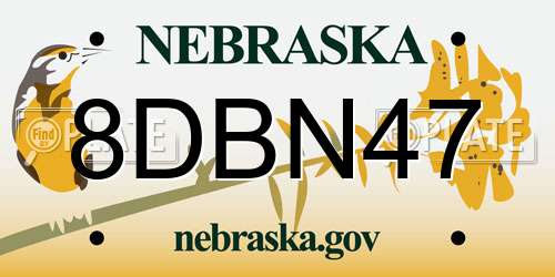 8DBN47 Nebraska License Plate