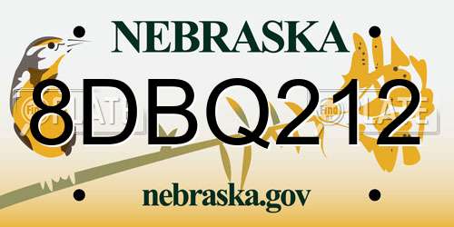 8DBQ212 Nebraska License Plate