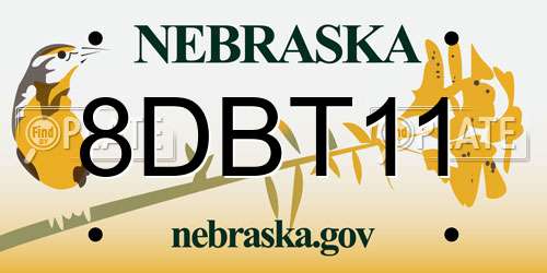8DBT11 Nebraska License Plate