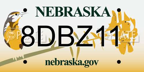 8DBZ11 Nebraska License Plate