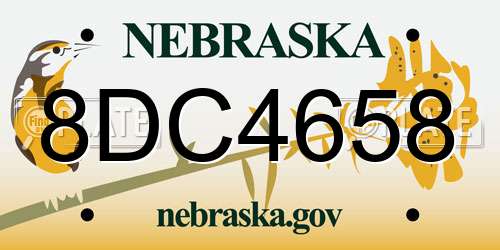 8DC4658 Nebraska License Plate