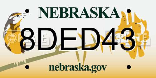 8DED43 Nebraska License Plate