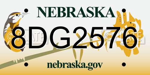8DG2576 Nebraska License Plate