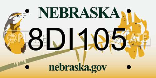 8DI105 Nebraska License Plate