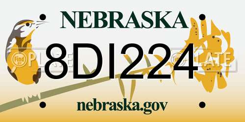8DI224 Nebraska License Plate