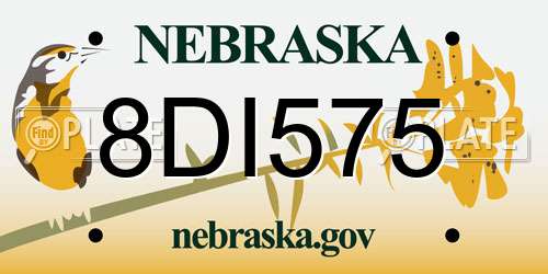 8DI575 Nebraska License Plate