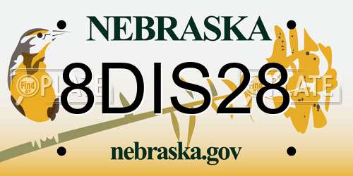 8DIS28 Nebraska License Plate
